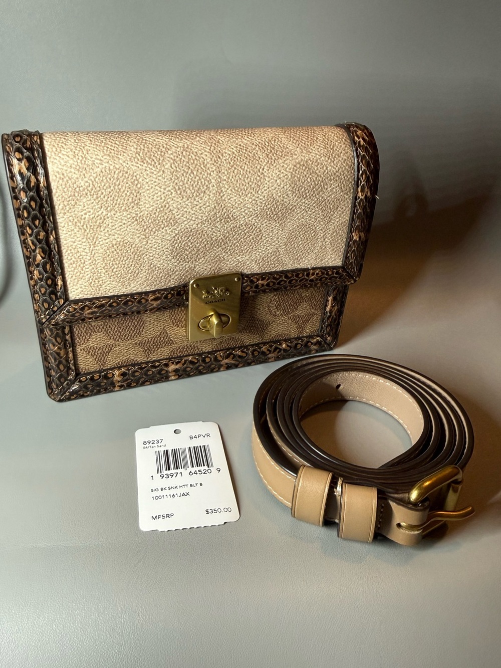 NWT Coach Signature Canvas & Snake-Embossed Leather Crossbody (Price is Firm)